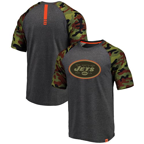 New York Jets Pro Line by Fanatics Branded College Heathered Gray/Camo T-Shirt