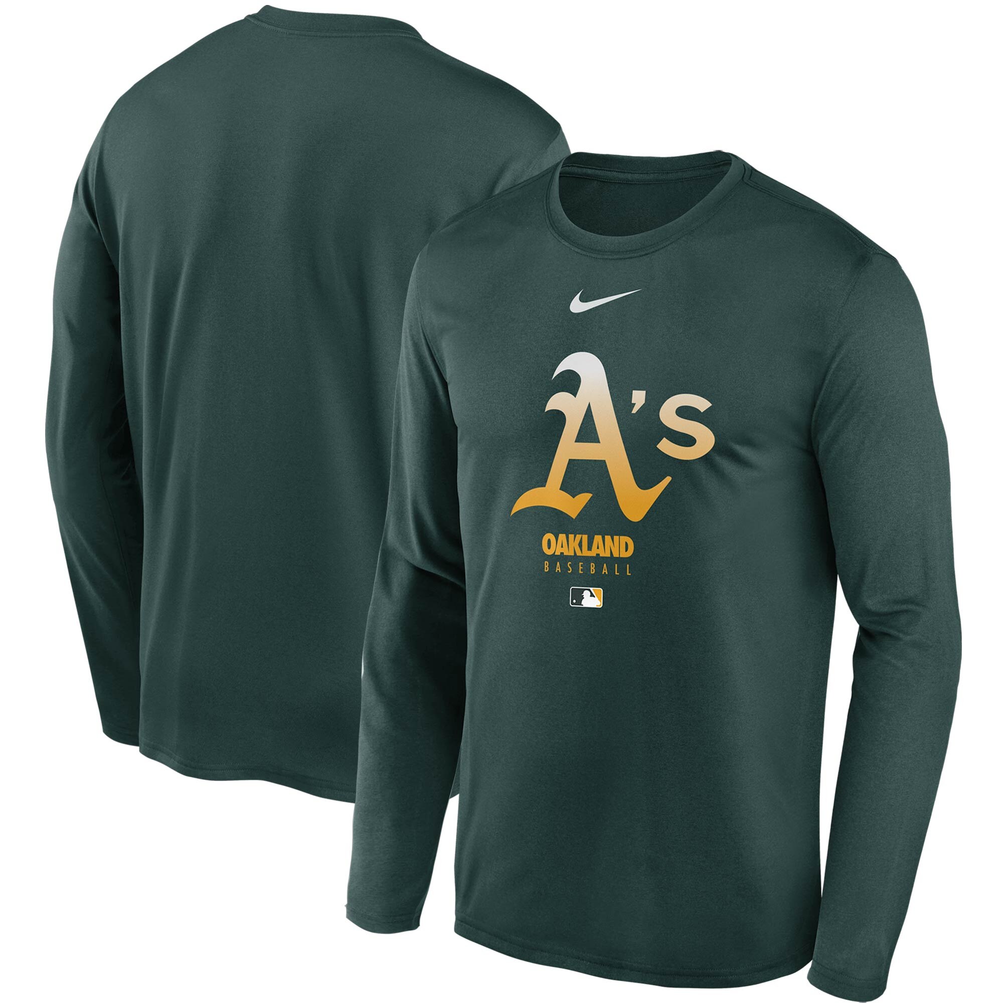 Men's Oakland Athletics Nike Green Authentic Collection Legend Performance Long Sleeve T-Shirt