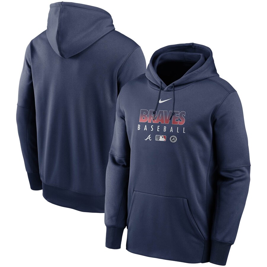 Men's Atlanta Braves Nike Navy Authentic Collection Therma Performance Pullover Hoodie