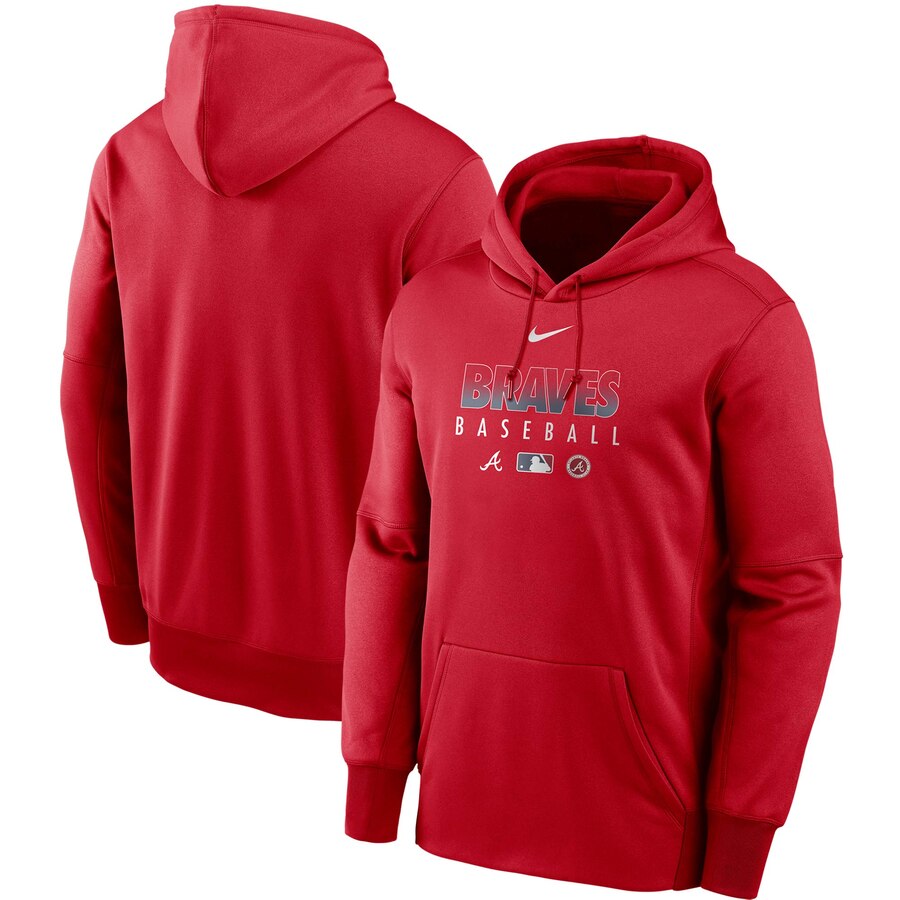 Men's Atlanta Braves Nike Red Authentic Collection Therma Performance Pullover Hoodie