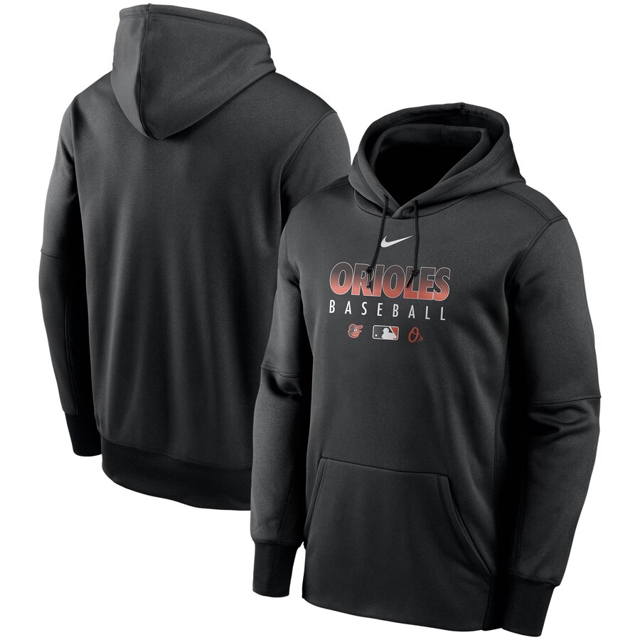 Men's Baltimore Orioles Nike Black Authentic Collection Therma Performance Pullover Hoodie