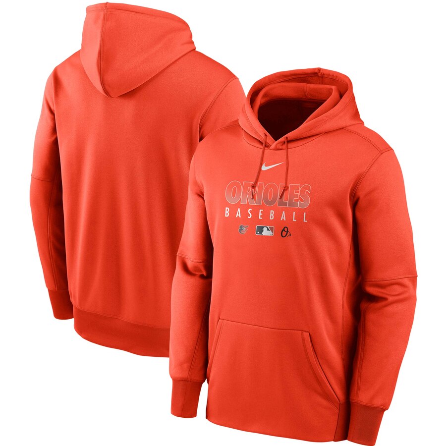 Men's Baltimore Orioles Nike Orange Authentic Collection Therma Performance Pullover Hoodie