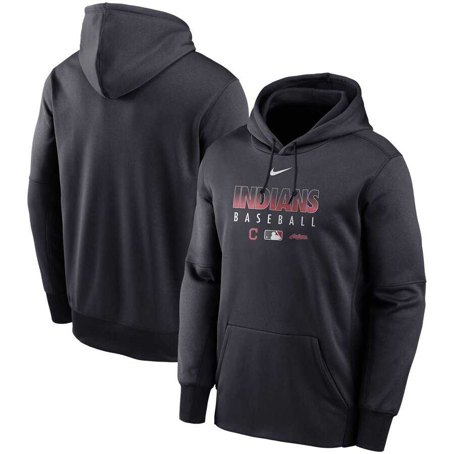 Men's Cleveland Guardians Nike Navy Authentic Collection Therma Performance Pullover Hoodie