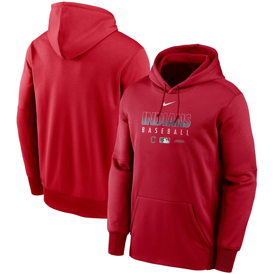 Men's Cleveland Guardians Nike Red Authentic Collection Therma Performance Pullover Hoodie