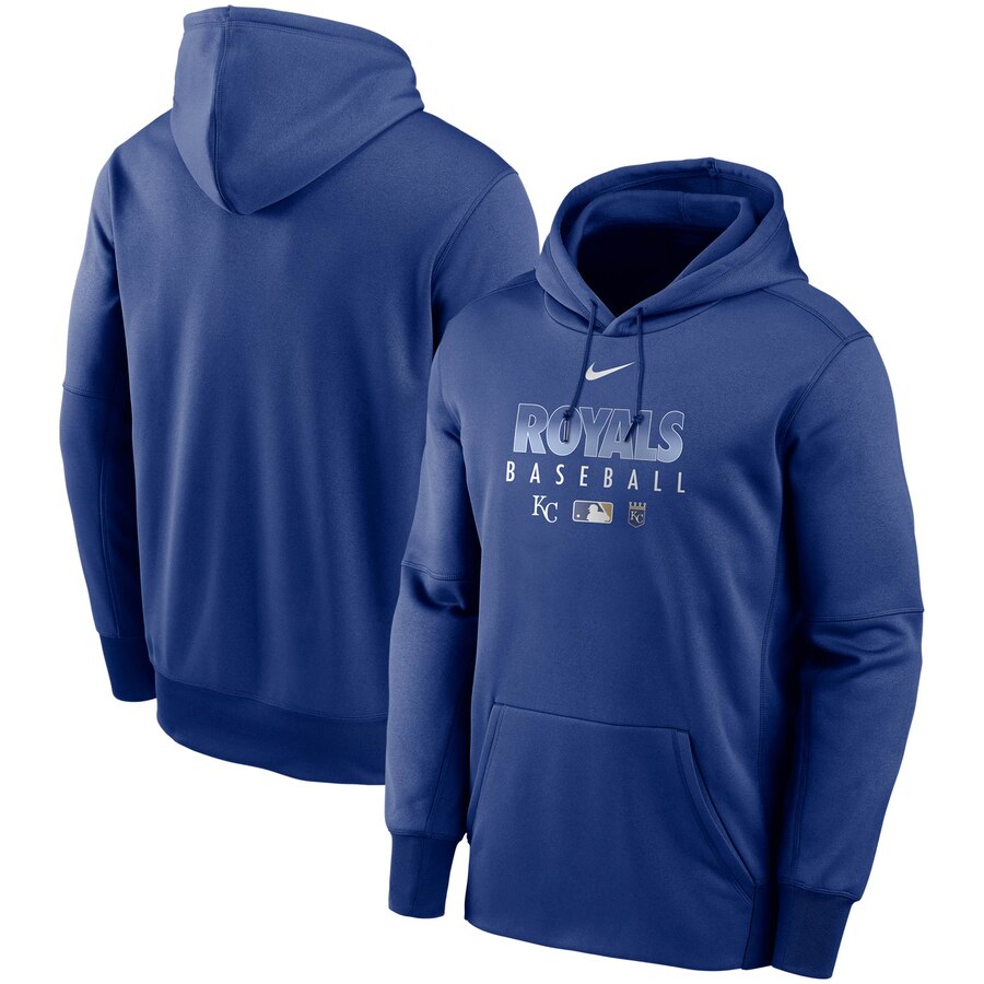 Men's Kansas City Royals Nike Royal Authentic Collection Therma Performance Pullover Hoodie