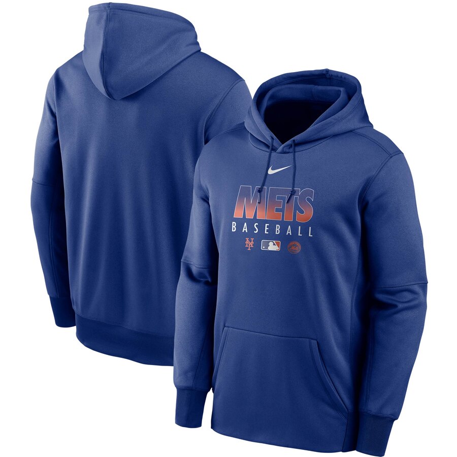 Men's New York Mets Nike Royal Authentic Collection Therma Performance Pullover Hoodie