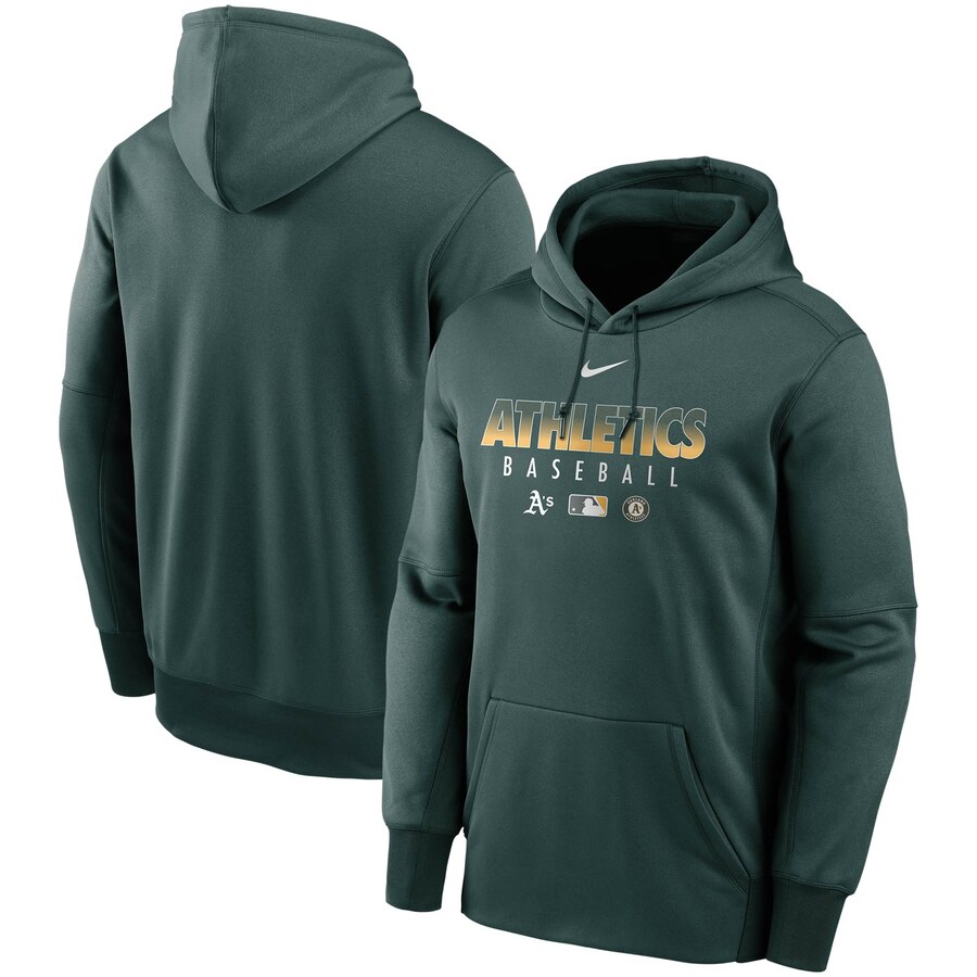 Men's Oakland Athletics Nike Green Authentic Collection Therma Performance Pullover Hoodie