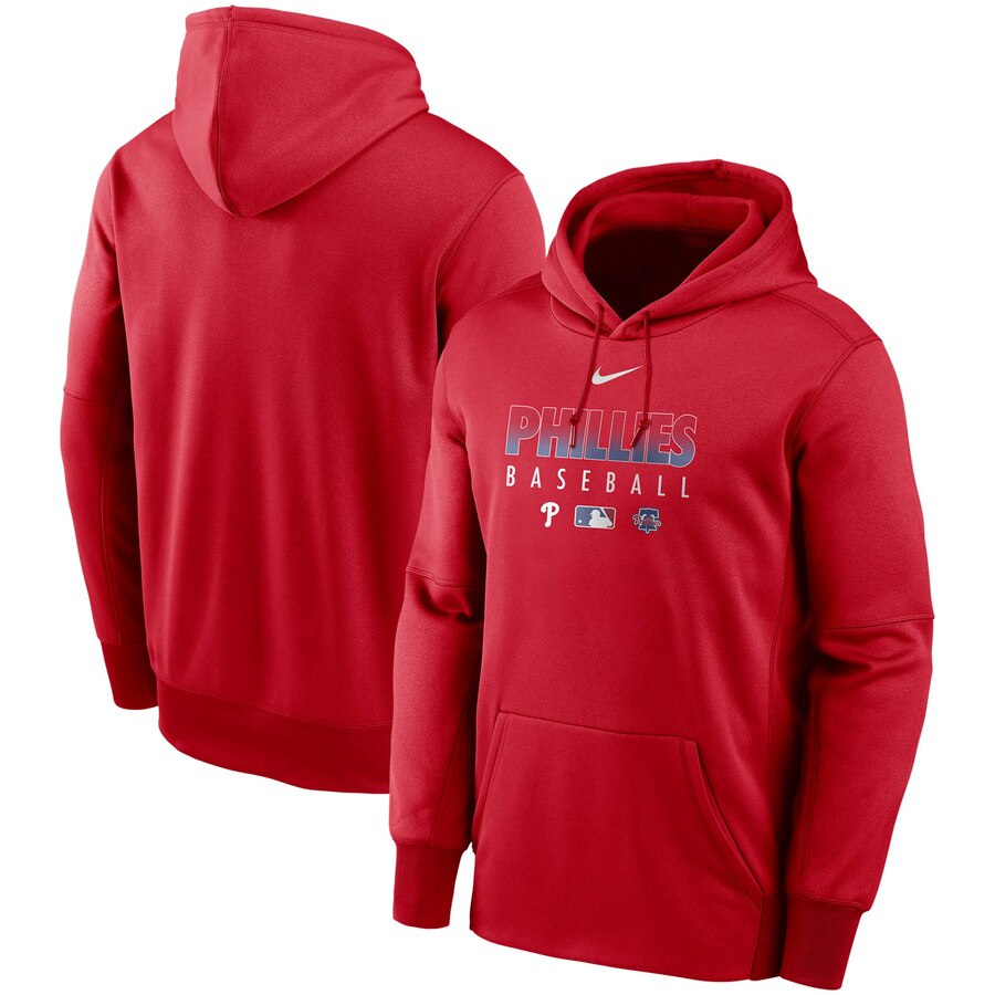 Men's Philadelphia Phillies Nike Red Authentic Collection Therma Performance Pullover Hoodie