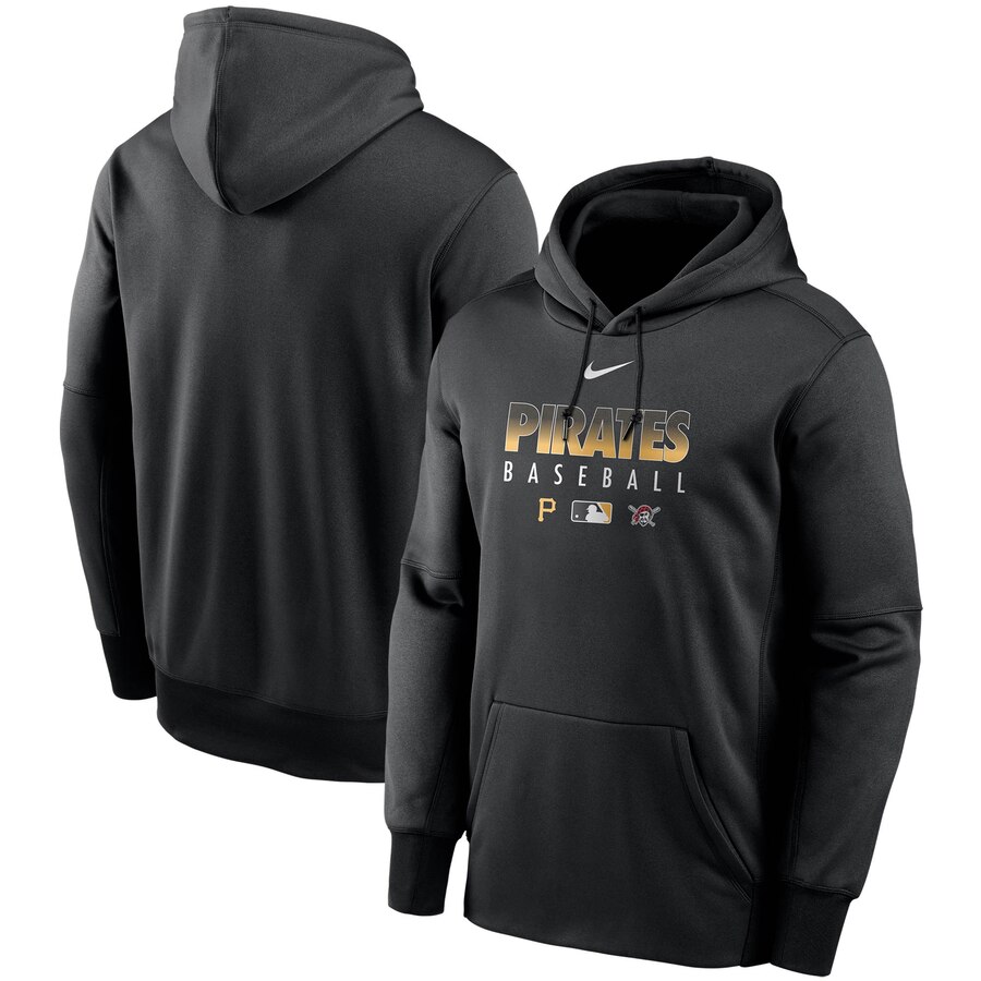 Men's Pittsburgh Pirates Nike Black Authentic Collection Therma Performance Pullover Hoodie