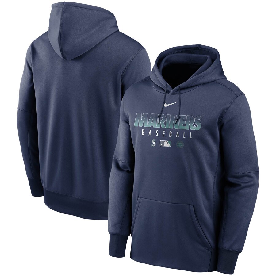 Men's Seattle Mariners Nike Navy Authentic Collection Therma Performance Pullover Hoodie