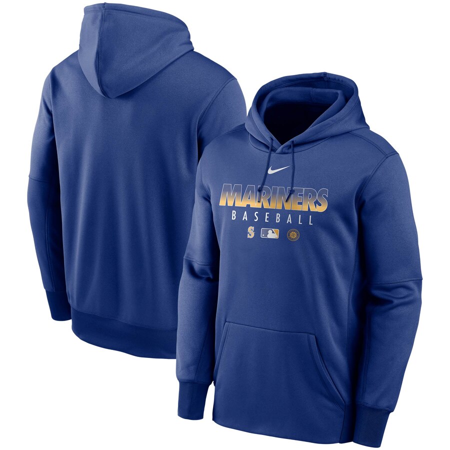 Men's Seattle Mariners Nike Royal Authentic Collection Therma Performance Pullover Hoodie