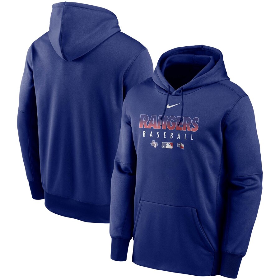 Men's Texas Rangers Nike Royal Authentic Collection Therma Performance Pullover Hoodie