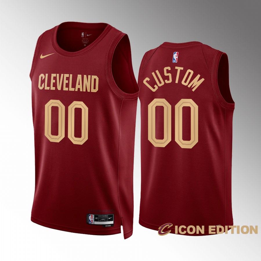 Nike Cavaliers Custom Men's Wine NBA 2022-23 Icon Edition Jersey