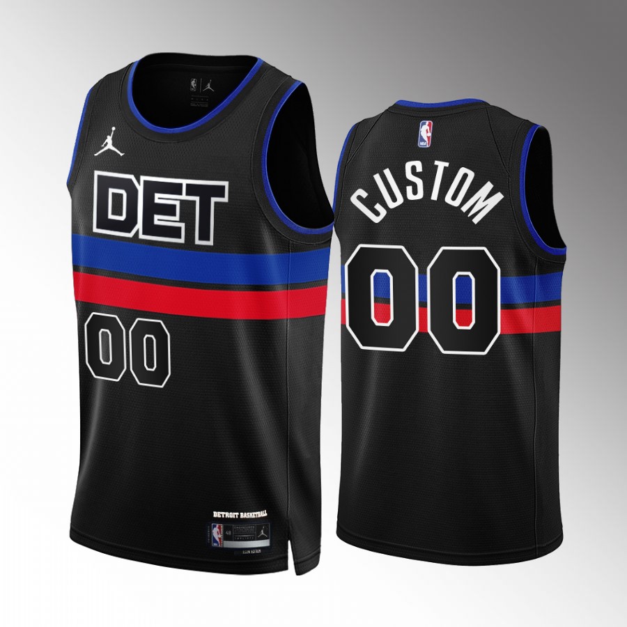 Nike Pistons Custom Men's Black NBA 2022-23 Statement Edition Jersey