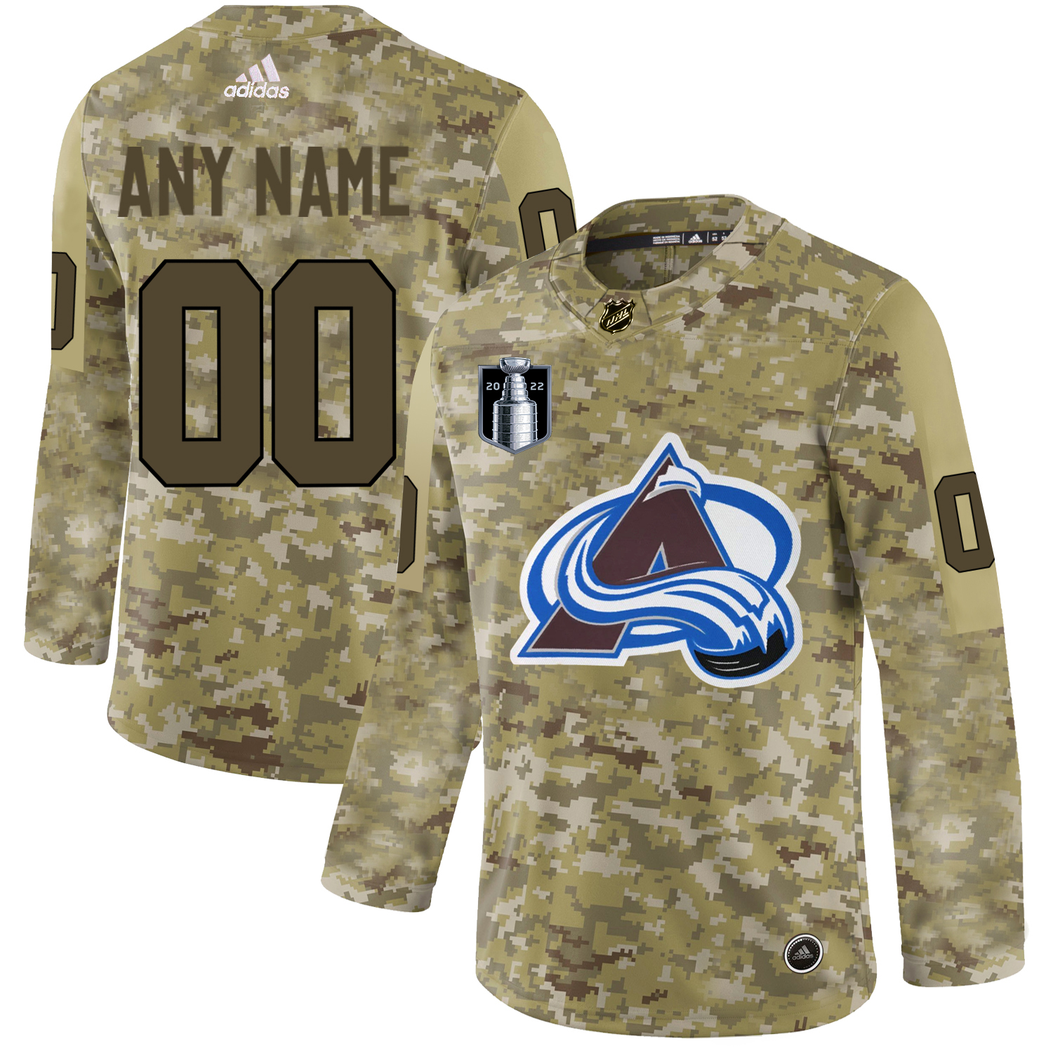 Men's Adidas Avalanche 2022 Stanley Cup Final Patch Personalized Camo Authentic NHL Jersey