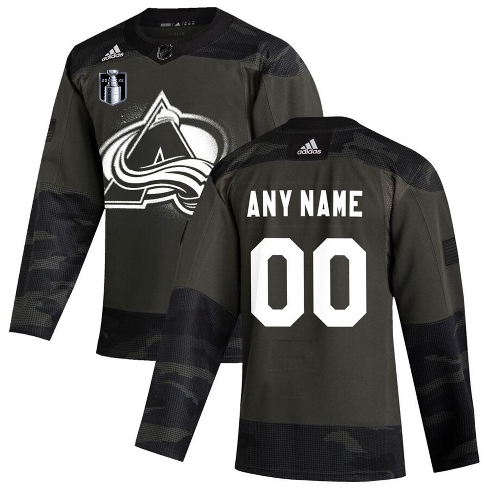 Colorado Avalanche Adidas 2022 Stanley Cup Final Veterans Day Authentic Custom Practice NHL Jersey Camo