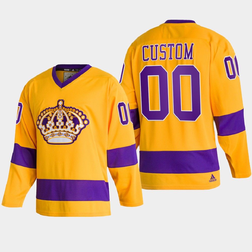 Los Angeles Kings Custom Team Throwback Classics Gold Men's Adidas 2022 Jersey