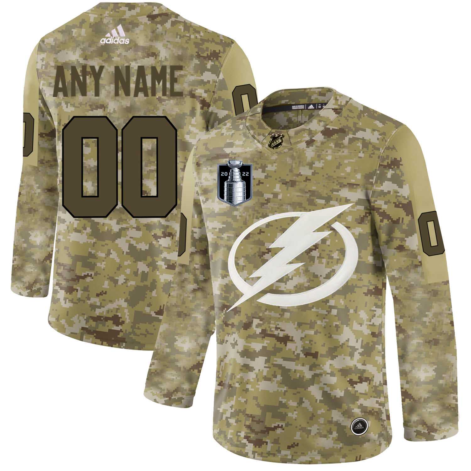 Men's Adidas Lightning Personalized Camo 2022 Stanley Cup Final Patch Authentic NHL Jersey