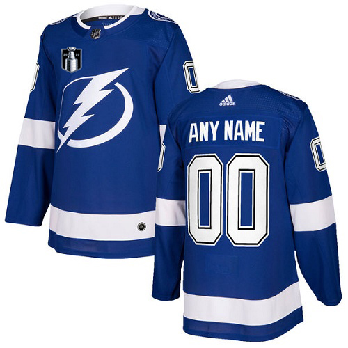 Men's Adidas Lightning Personalized 2022 Stanley Cup Final Patch Authentic Royal Blue Home NHL Jersey