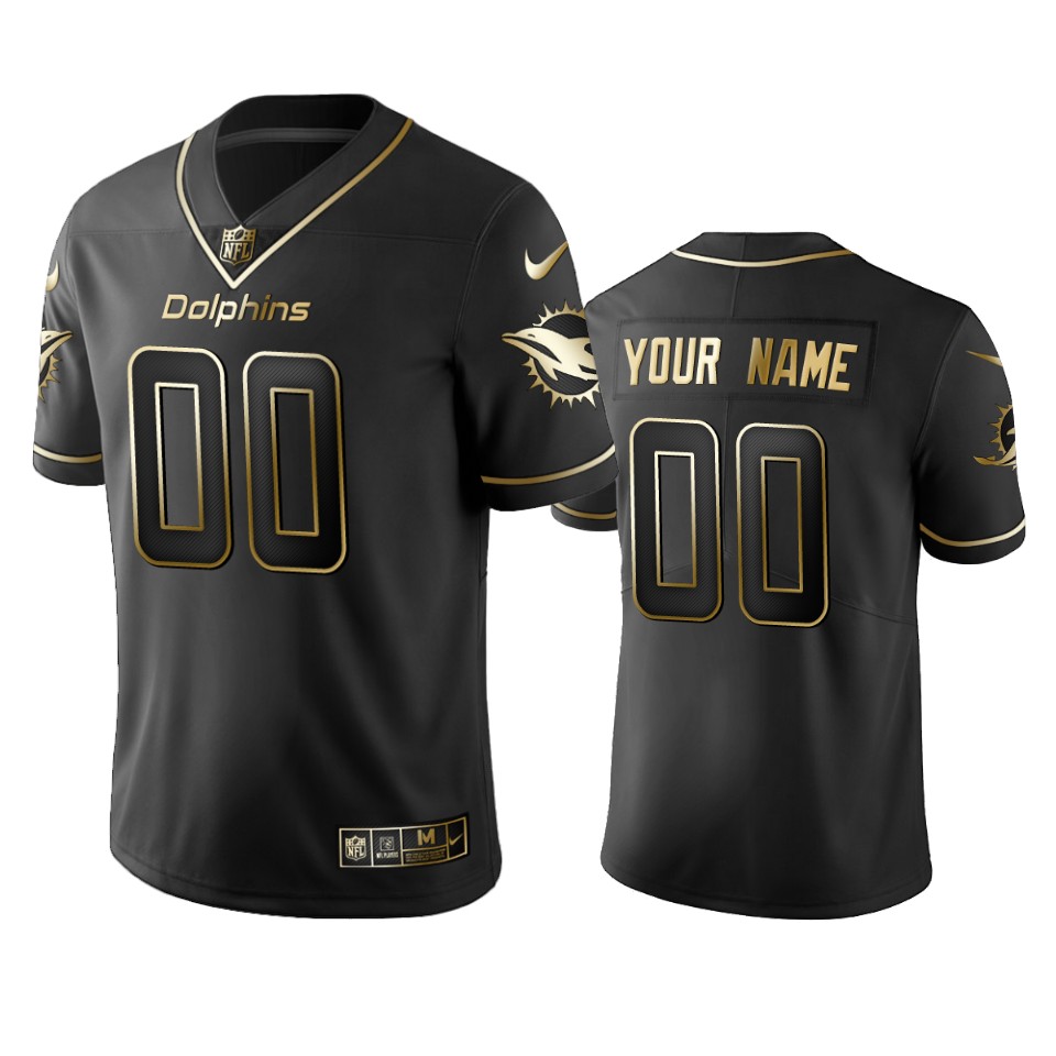 Dolphins Custom Men's Stitched NFL Vapor Untouchable Limited Black Golden Jersey