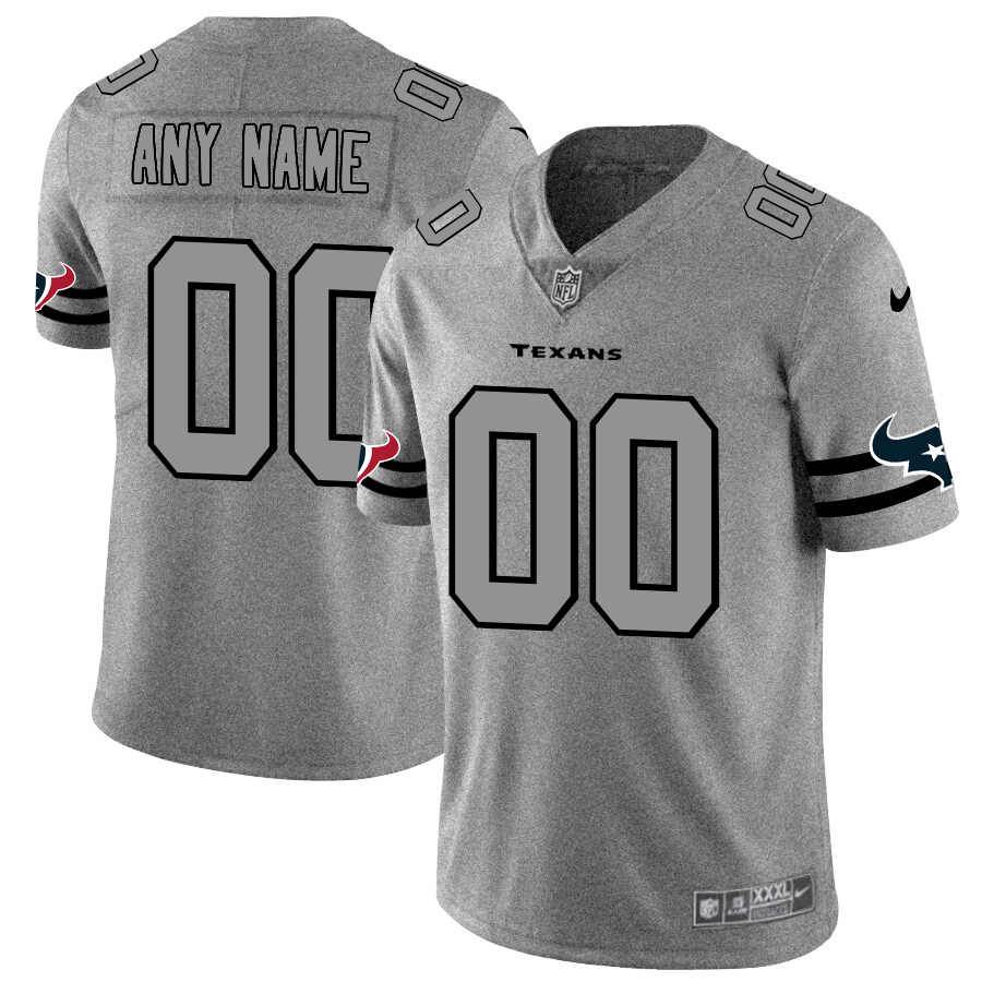 Houston Texans Custom Men's Nike Gray Gridiron II Vapor Untouchable Limited NFL Jersey