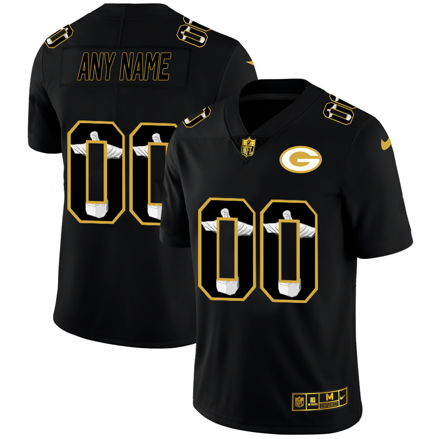 Green Bay Packers Custom Men's Nike Carbon Black Vapor Cristo Redentor Limited NFL Jersey