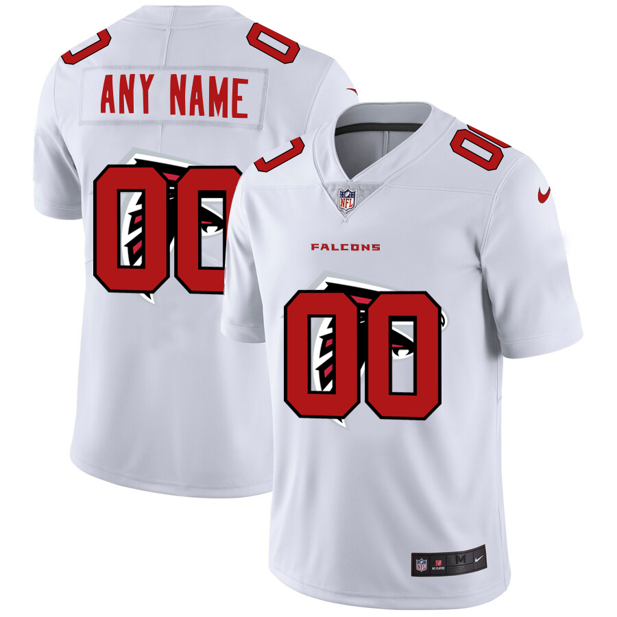 Atlanta Falcons Custom White Men's Nike Team Logo Dual Overlap Limited NFL Jersey