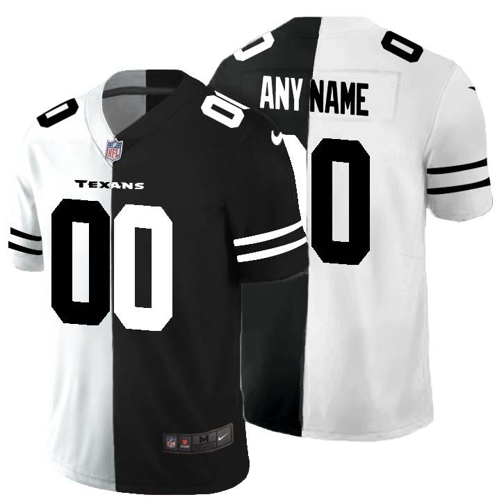 Houston Texans Custom Men's Black V White Peace Split Nike Vapor Untouchable Limited NFL Jersey