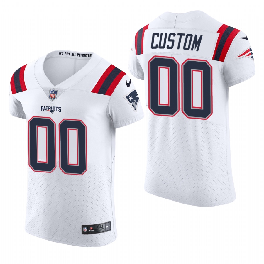 New England Patriots Custom Nike Men's White Team Color Men's Stitched NFL 2020 Vapor Untouchable Elite Jersey