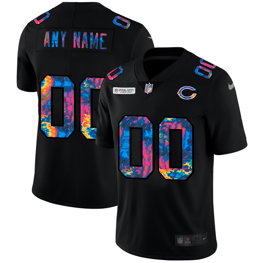 Chicago Bears Custom Men's Nike Multi-Color Black 2020 NFL Crucial Catch Vapor Untouchable Limited Jersey