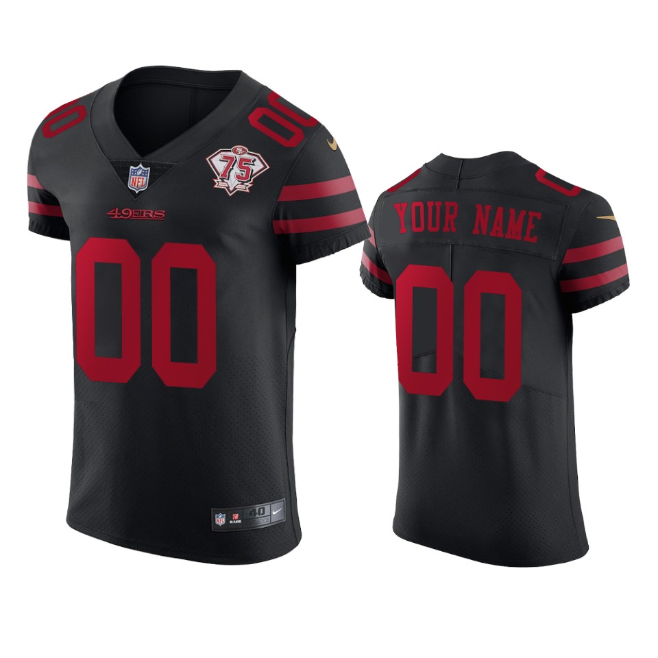 Nike 49ers Custom Black Alternate Men's 75th Anniversary Stitched NFL Vapor Untouchable Elite Jersey