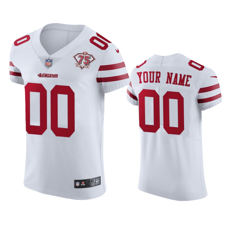 Nike 49ers Custom White Men's 75th Anniversary Stitched NFL Vapor Untouchable Elite Jersey