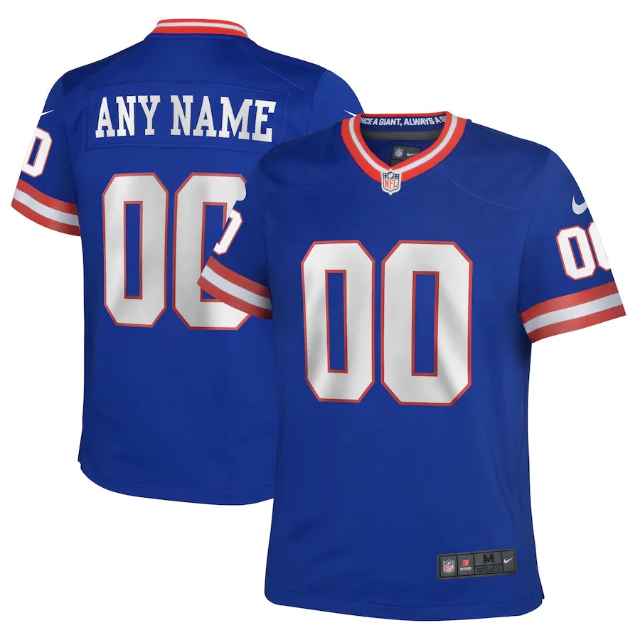 Youth New York Giants Nike Royal Classic Custom Game Jersey