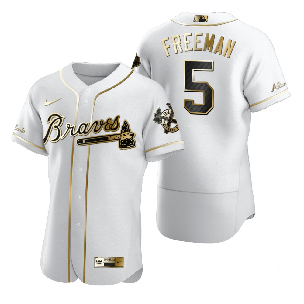 Atlanta Braves #5 Freddie Freeman White Nike Men's Authentic Golden Edition MLB Jersey