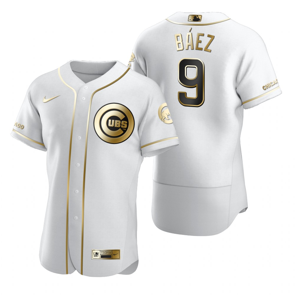 Chicago Cubs #9 Javier Baez White Nike Men's Authentic Golden Edition MLB Jersey