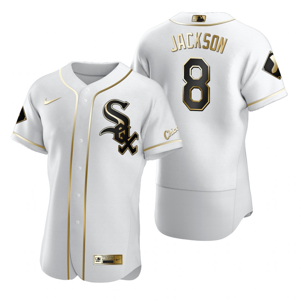 Chicago White Sox #8 Bo Jackson White Nike Men's Authentic Golden Edition MLB Jersey