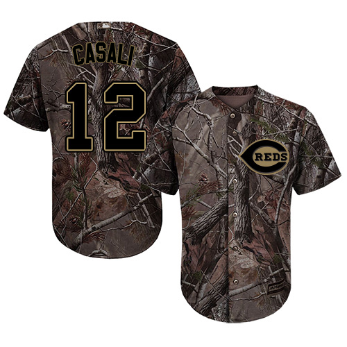 Reds #12 Curt Casali Camo Realtree Collection Cool Base Stitched MLB Jersey