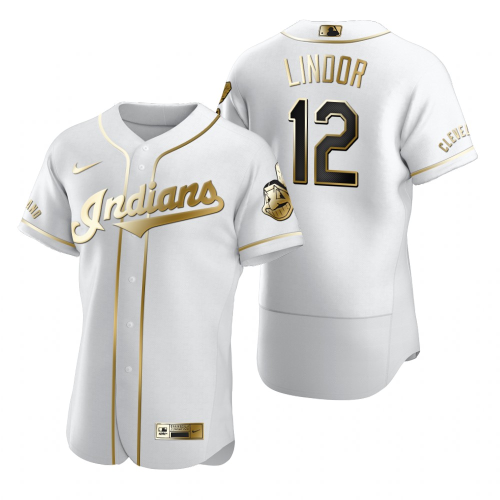 Cleveland Guardians #12 Francisco Lindor White Nike Men's Authentic Golden Edition MLB Jersey