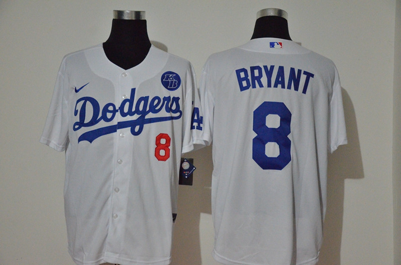 Los Angeles Dodgers #8 Kobe Bryant Men??s Nike White Cool Base KB Patch MLB Jersey