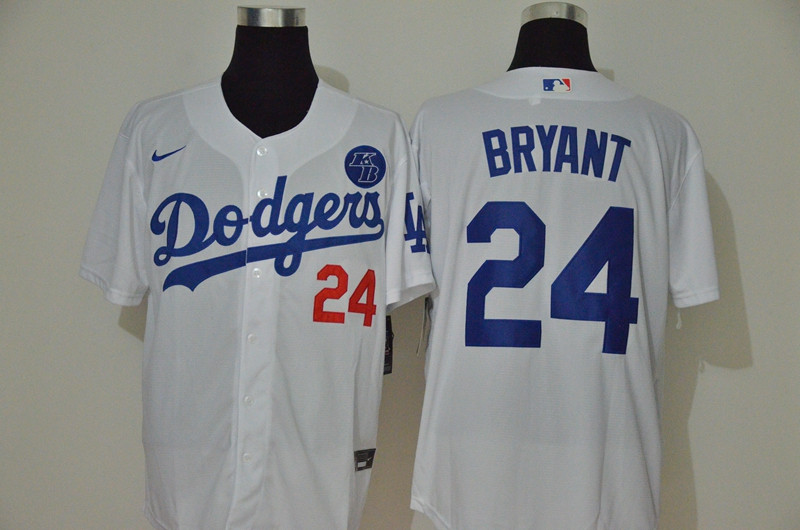 Los Angeles Dodgers #24 Kobe Bryant Men??s Nike White Cool Base KB Patch MLB Jersey