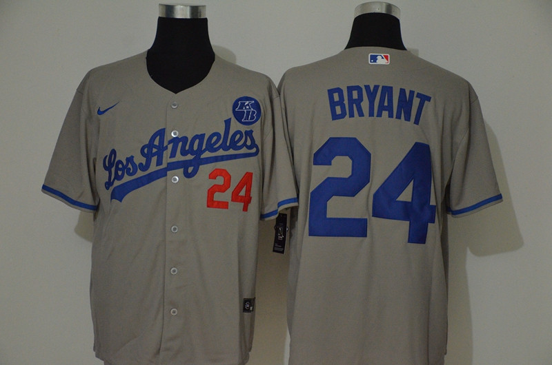 Los Angeles Dodgers #24 Kobe Bryant Men??s Nike Grey Cool Base 2020 KB Patch MLB Jersey