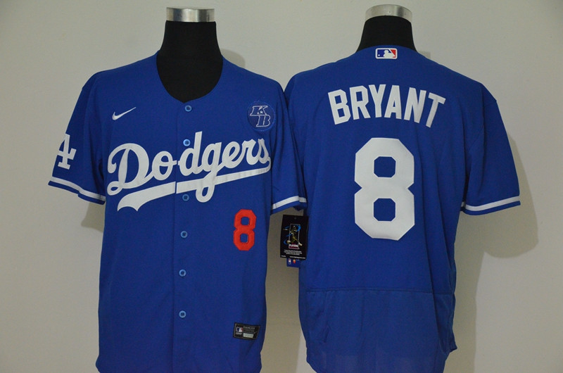 Los Angeles Dodgers #8 Kobe Bryant Men??s Nike Royal Authentic KB Patch MLB Jersey