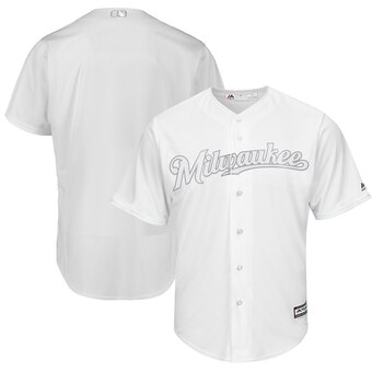 Milwaukee Brewers Blank Majestic 2019 Players' Weekend Cool Base Team Jersey White