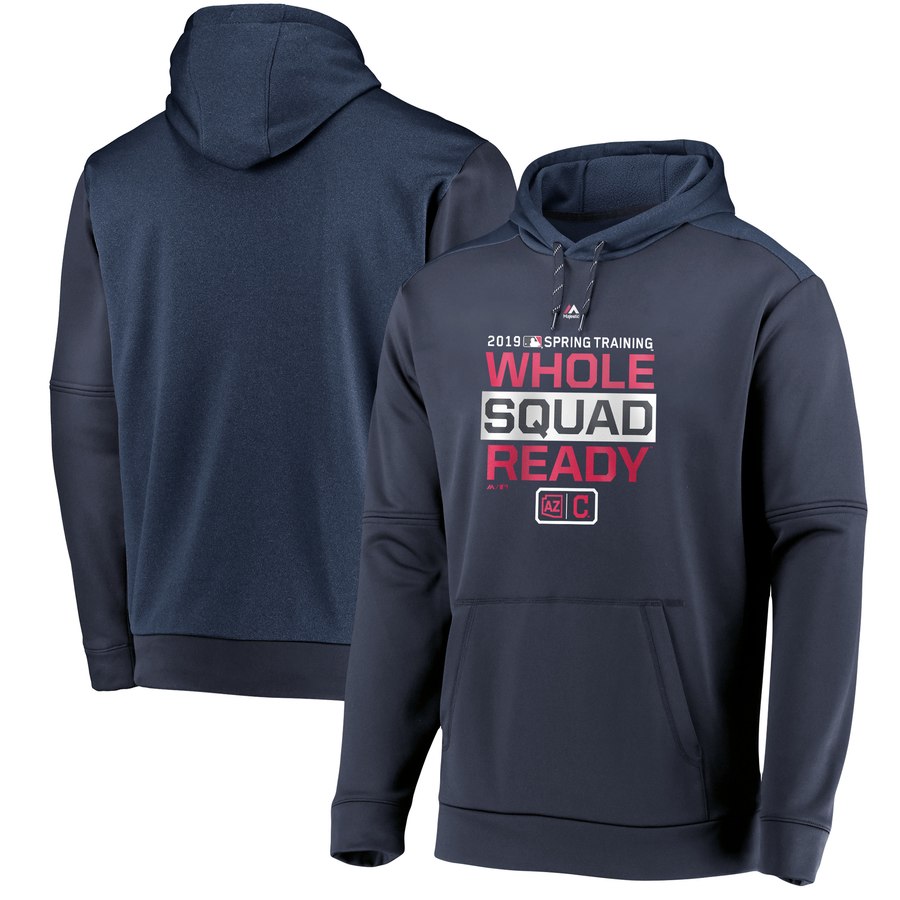 Cleveland Guardians Majestic 2019 Spring Training Authentic Collection Pullover Hoodie Navy