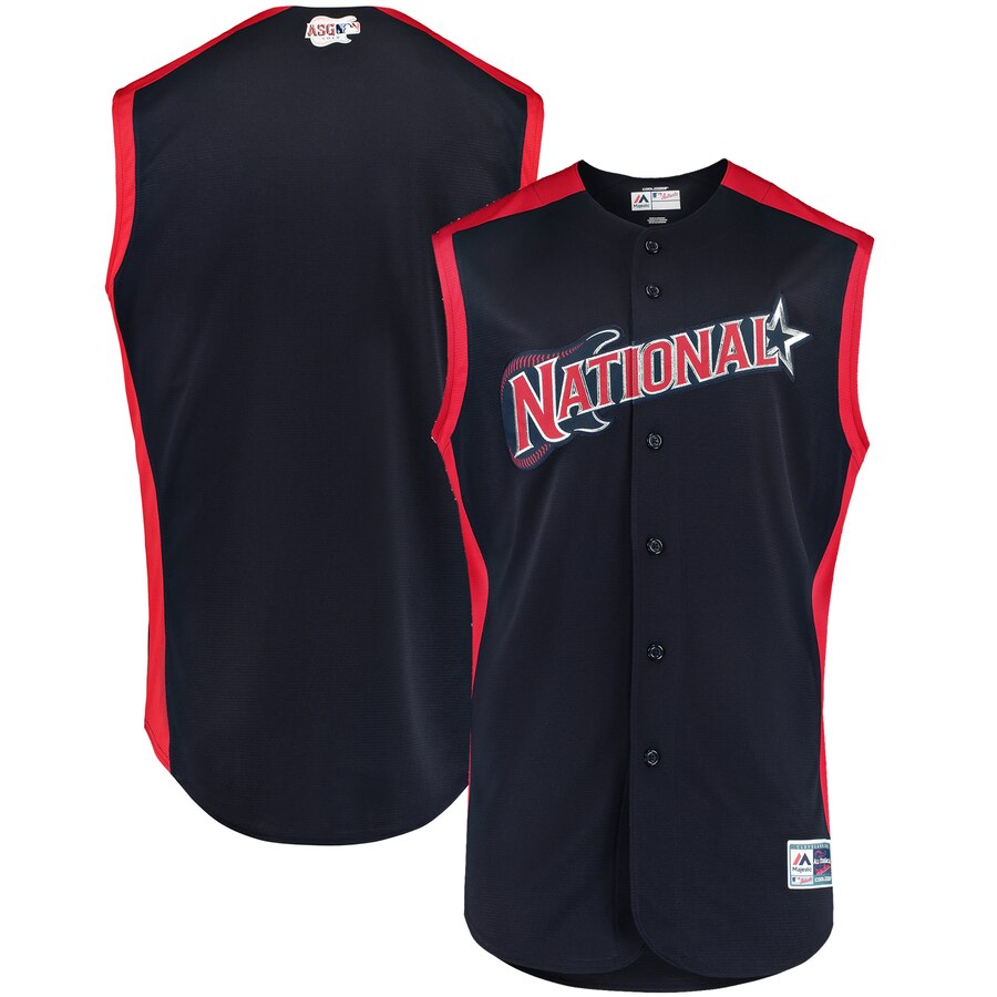 National League Blank Majestic 2019 MLB All-Star Game Workout Team Jersey Navy Red