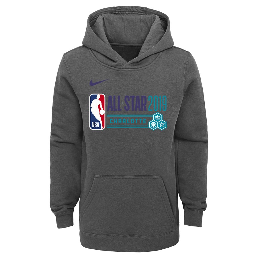 Nike 2019 NBA All-Star Weekend Logo Club Fleece Pullover Hoodie Heather Charcoal