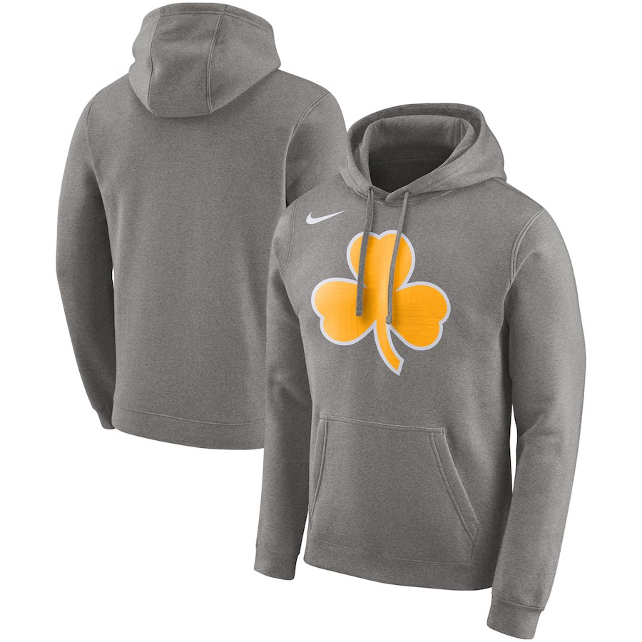 Boston Celtics Nike Earned Edition Logo Essential Pullover Hoodie Gray