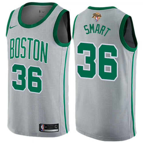 Nike Celtics #36 Marcus Smart Gray 2022 NBA Finals Swingman City Edition Jersey