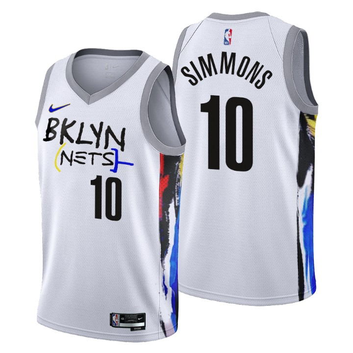 Nike Nets #10 Ben Simmons Men's 2022-23 City Edition NBA Jersey - Cherry Blossom White