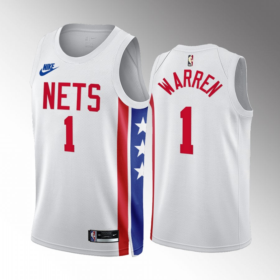 Nike Nets #1 T.J. Warren White NBA 2022-23 Men's Classic Edition Jersey